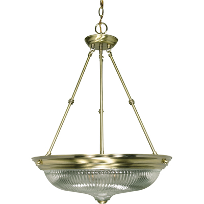 Nuvo Lighting 60/236  3 Light - 20" - Pendant - Clear Swirl Glass in Antique Brass Finish
